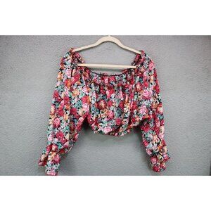 Off The Shoulders Cropped Long Balloon Sleeves Top-Shein-3XL-Cottagecore